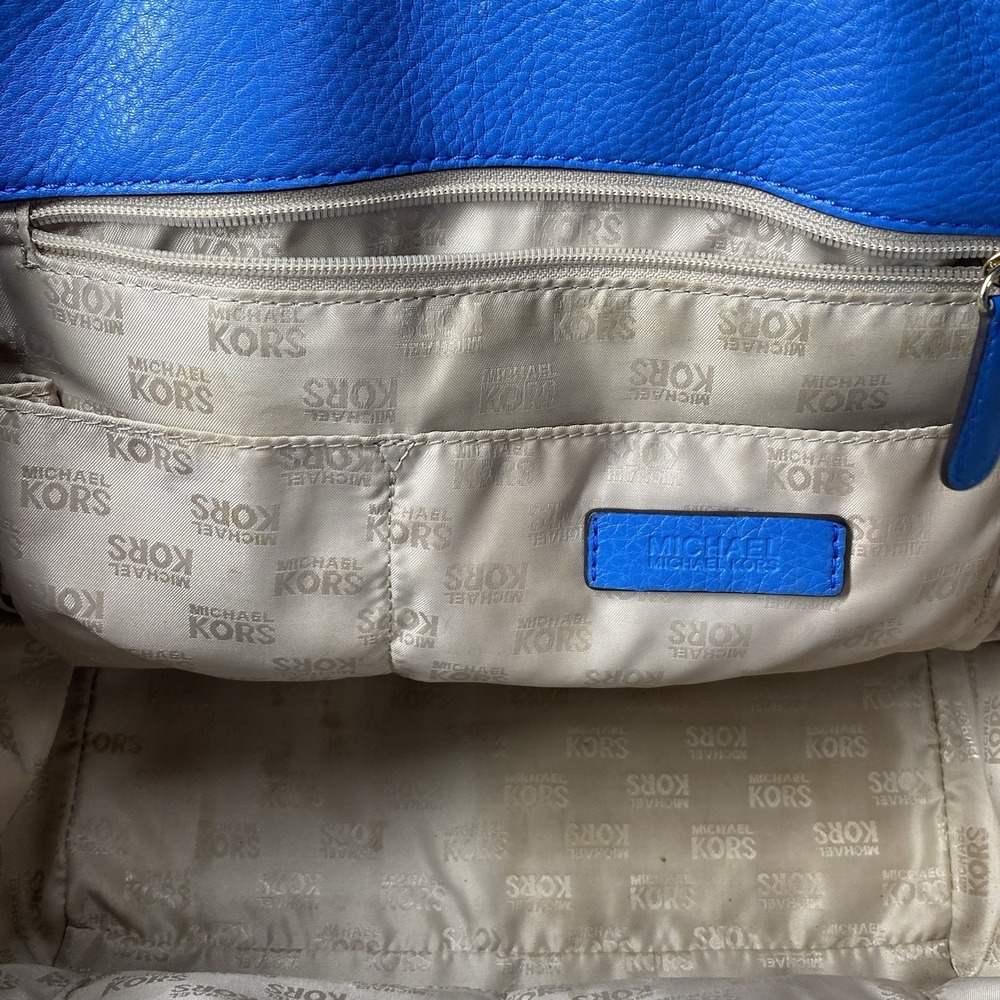 Michael Kors Authentic Leather Women's Blue Purse‎ Tote Bag 10x11x4 - Picture 15 of 16